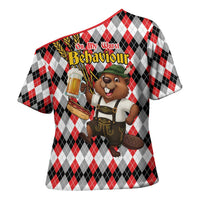 Oktoberfest Beaver Cross Shoulder Shirt On My Wurst Behaviour - Wonder Print Shop