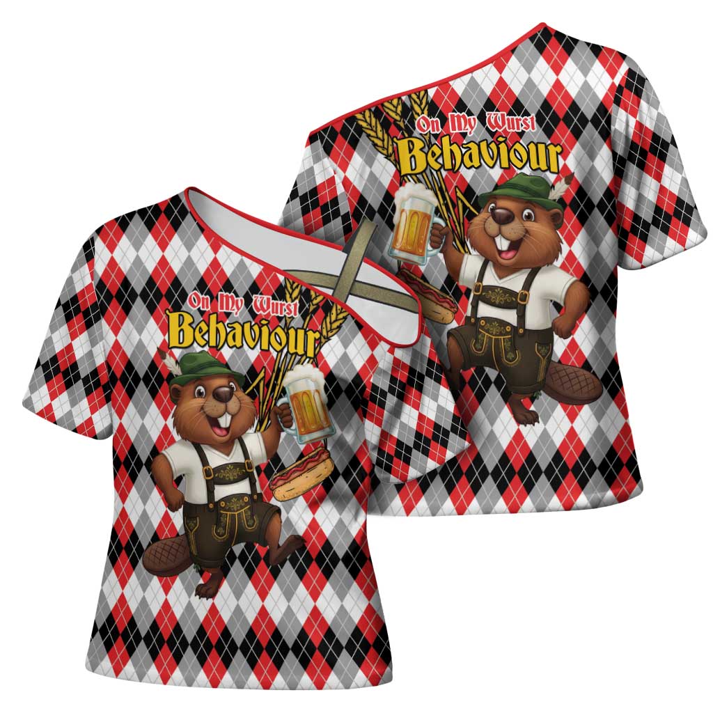 Oktoberfest Beaver Cross Shoulder Shirt On My Wurst Behaviour - Wonder Print Shop