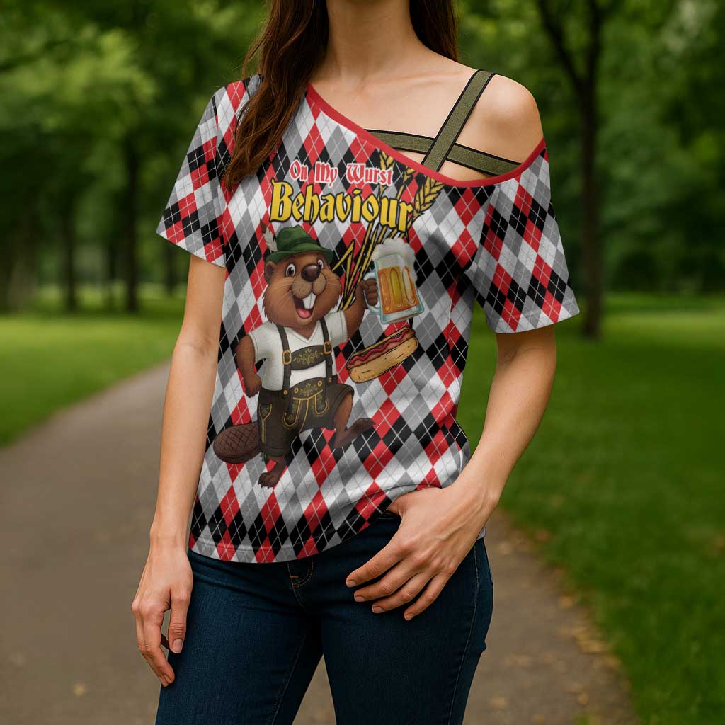 Oktoberfest Beaver Cross Shoulder Shirt On My Wurst Behaviour - Wonder Print Shop