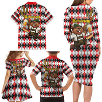 Oktoberfest Beaver Family Matching Long Sleeve Bodycon Dress and Hawaiian Shirt On My Wurst Behaviour - Wonder Print Shop