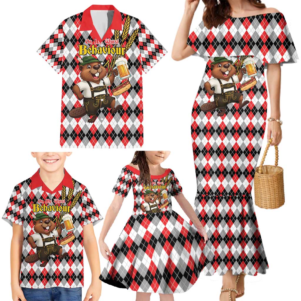 Oktoberfest Beaver Family Matching Mermaid Dress and Hawaiian Shirt On My Wurst Behaviour - Wonder Print Shop