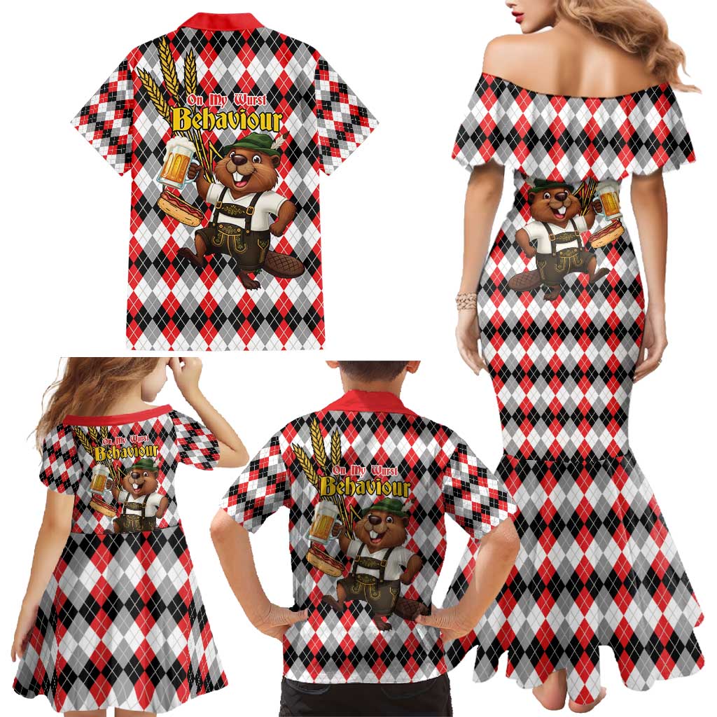 Oktoberfest Beaver Family Matching Mermaid Dress and Hawaiian Shirt On My Wurst Behaviour - Wonder Print Shop