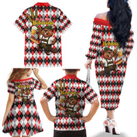 Oktoberfest Beaver Family Matching Off The Shoulder Long Sleeve Dress and Hawaiian Shirt On My Wurst Behaviour - Wonder Print Shop