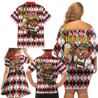 Oktoberfest Beaver Family Matching Off Shoulder Short Dress and Hawaiian Shirt On My Wurst Behaviour - Wonder Print Shop