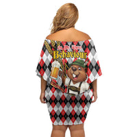 Oktoberfest Beaver Family Matching Off Shoulder Short Dress and Hawaiian Shirt On My Wurst Behaviour - Wonder Print Shop