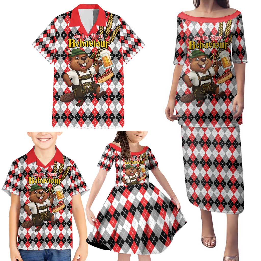 Oktoberfest Beaver Family Matching Puletasi and Hawaiian Shirt On My Wurst Behaviour - Wonder Print Shop