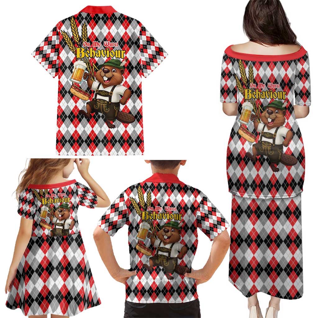 Oktoberfest Beaver Family Matching Puletasi and Hawaiian Shirt On My Wurst Behaviour - Wonder Print Shop