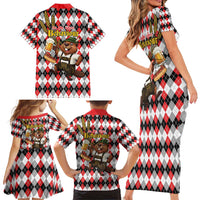 Oktoberfest Beaver Family Matching Short Sleeve Bodycon Dress and Hawaiian Shirt On My Wurst Behaviour - Wonder Print Shop