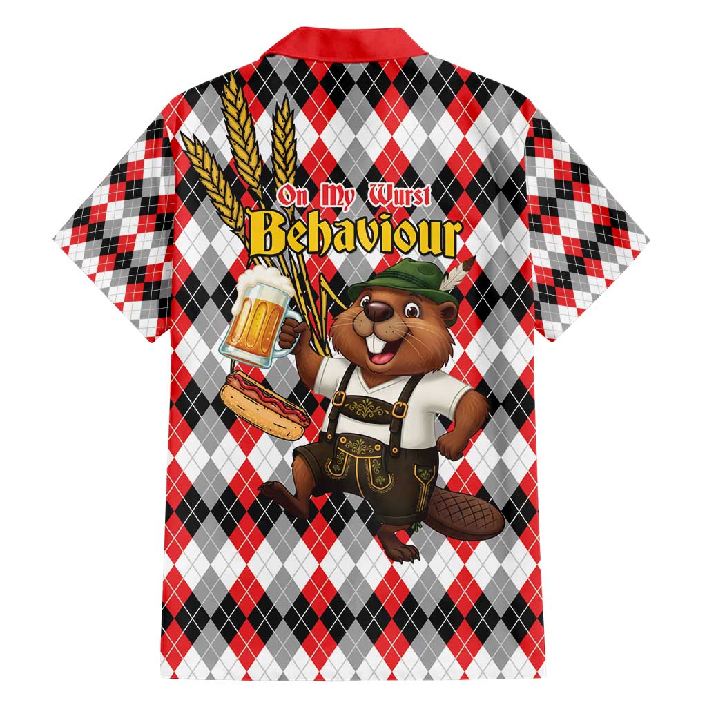 Oktoberfest Beaver Family Matching Short Sleeve Bodycon Dress and Hawaiian Shirt On My Wurst Behaviour - Wonder Print Shop