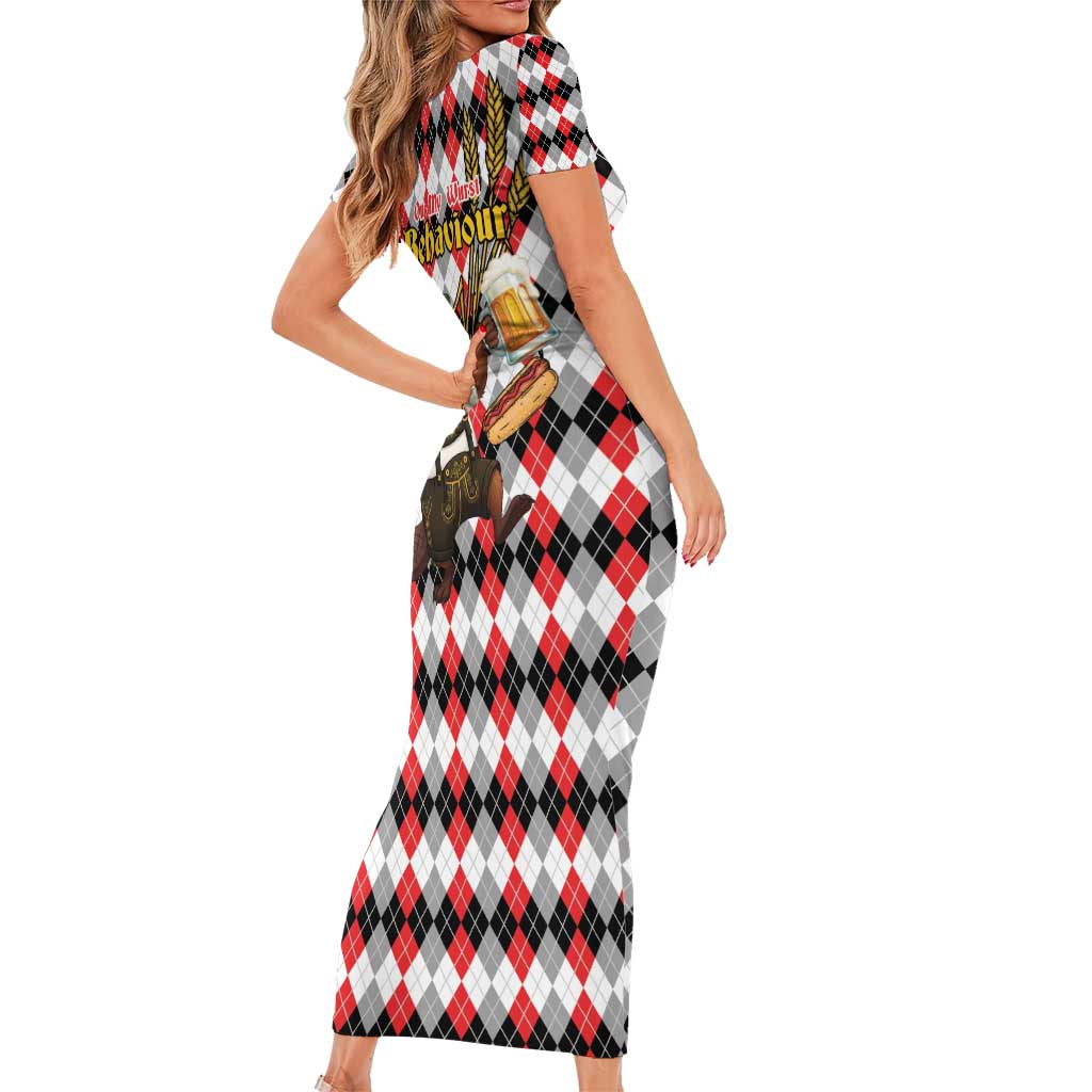 Oktoberfest Beaver Family Matching Short Sleeve Bodycon Dress and Hawaiian Shirt On My Wurst Behaviour - Wonder Print Shop