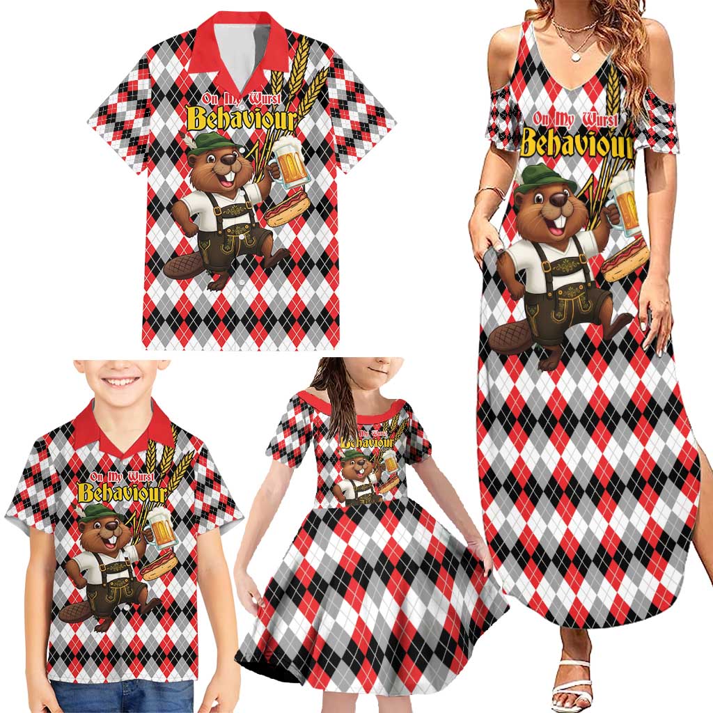 Oktoberfest Beaver Family Matching Summer Maxi Dress and Hawaiian Shirt On My Wurst Behaviour - Wonder Print Shop