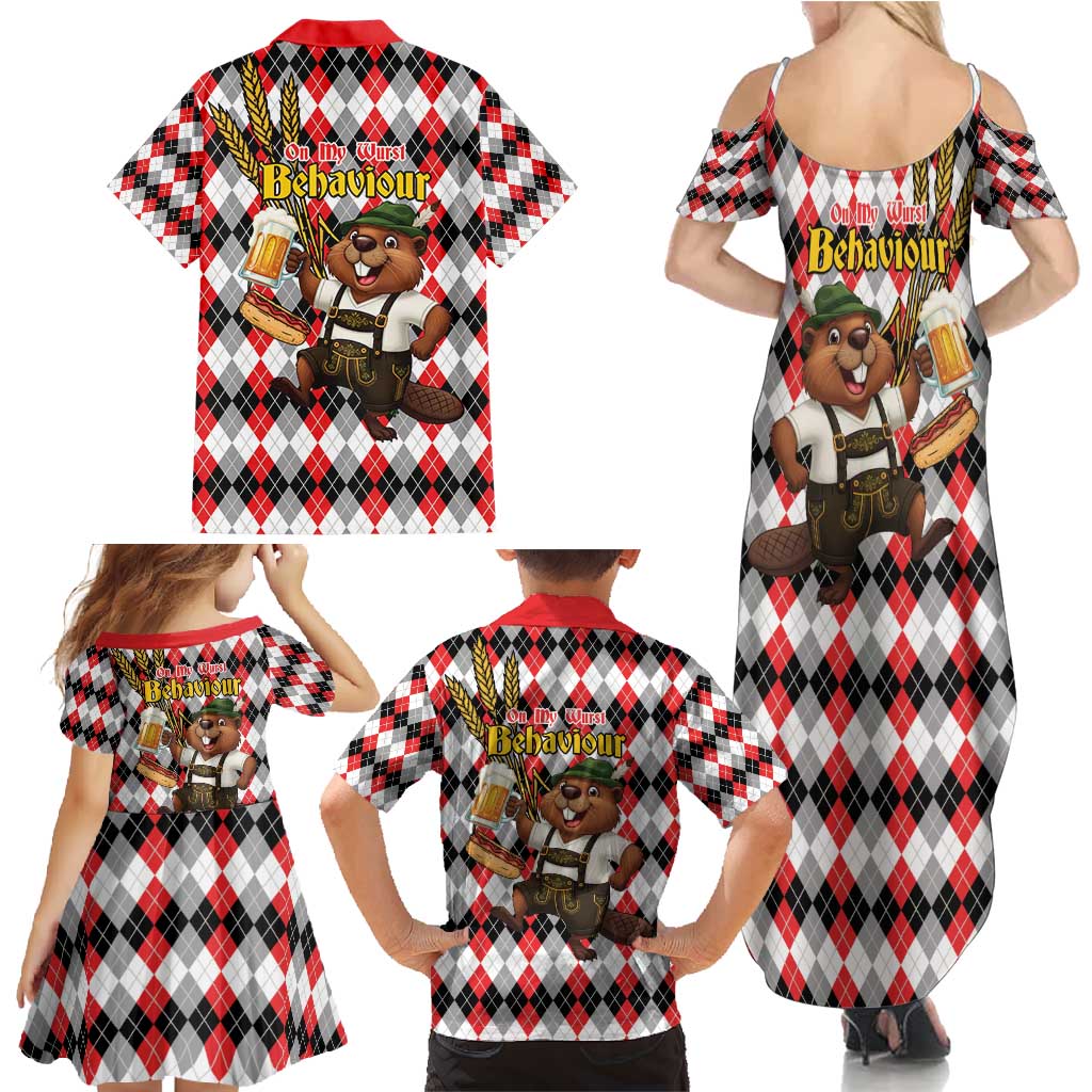 Oktoberfest Beaver Family Matching Summer Maxi Dress and Hawaiian Shirt On My Wurst Behaviour - Wonder Print Shop