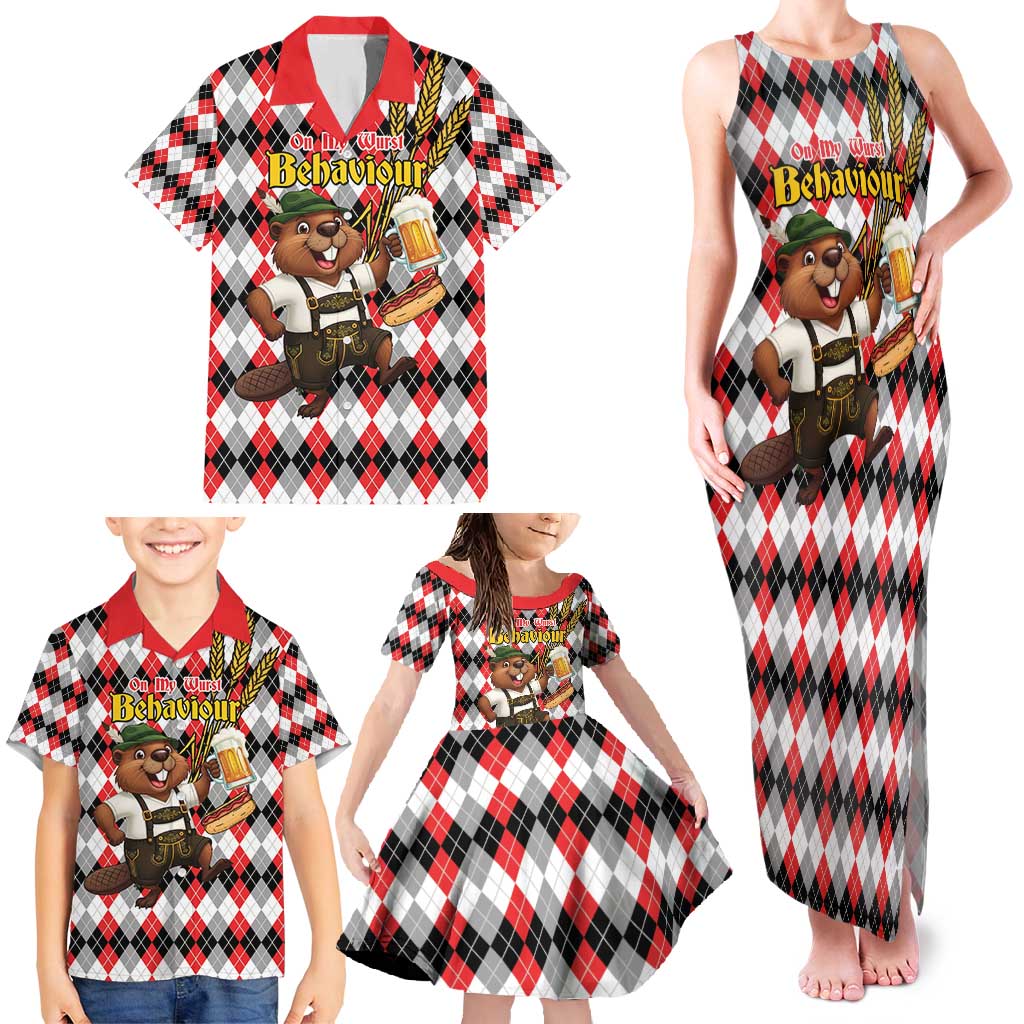 Oktoberfest Beaver Family Matching Tank Maxi Dress and Hawaiian Shirt On My Wurst Behaviour - Wonder Print Shop