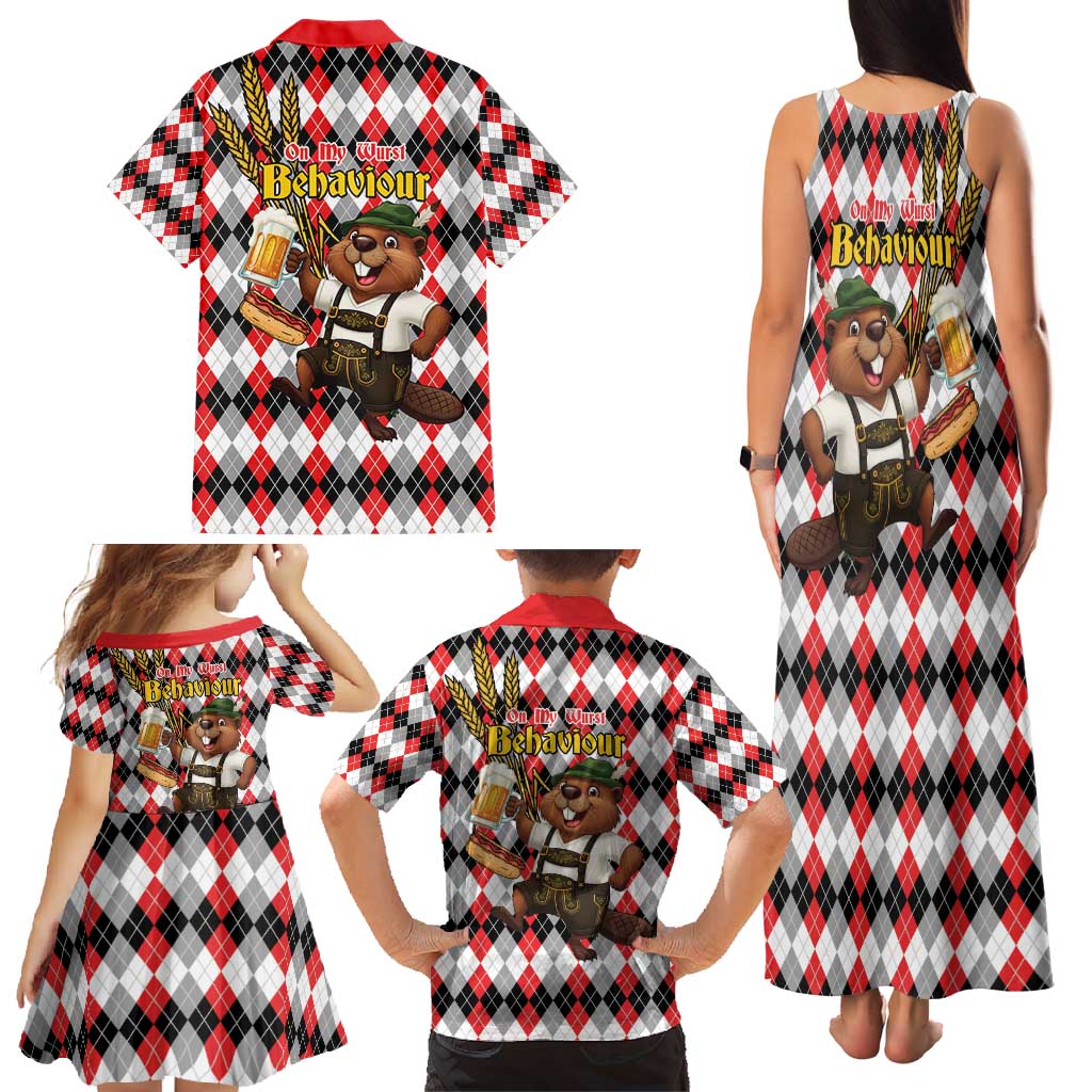 Oktoberfest Beaver Family Matching Tank Maxi Dress and Hawaiian Shirt On My Wurst Behaviour - Wonder Print Shop