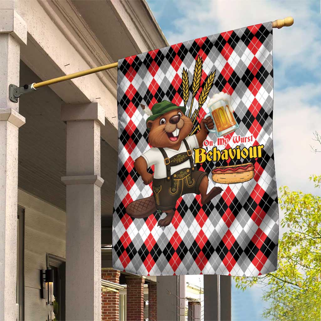 Oktoberfest Beaver Garden Flag On My Wurst Behaviour - Wonder Print Shop