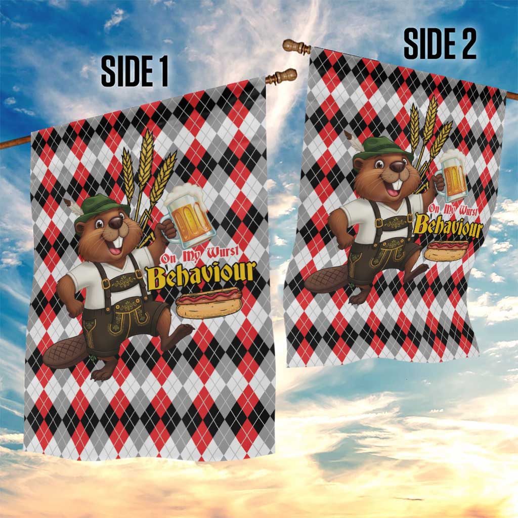 Oktoberfest Beaver Garden Flag On My Wurst Behaviour - Wonder Print Shop