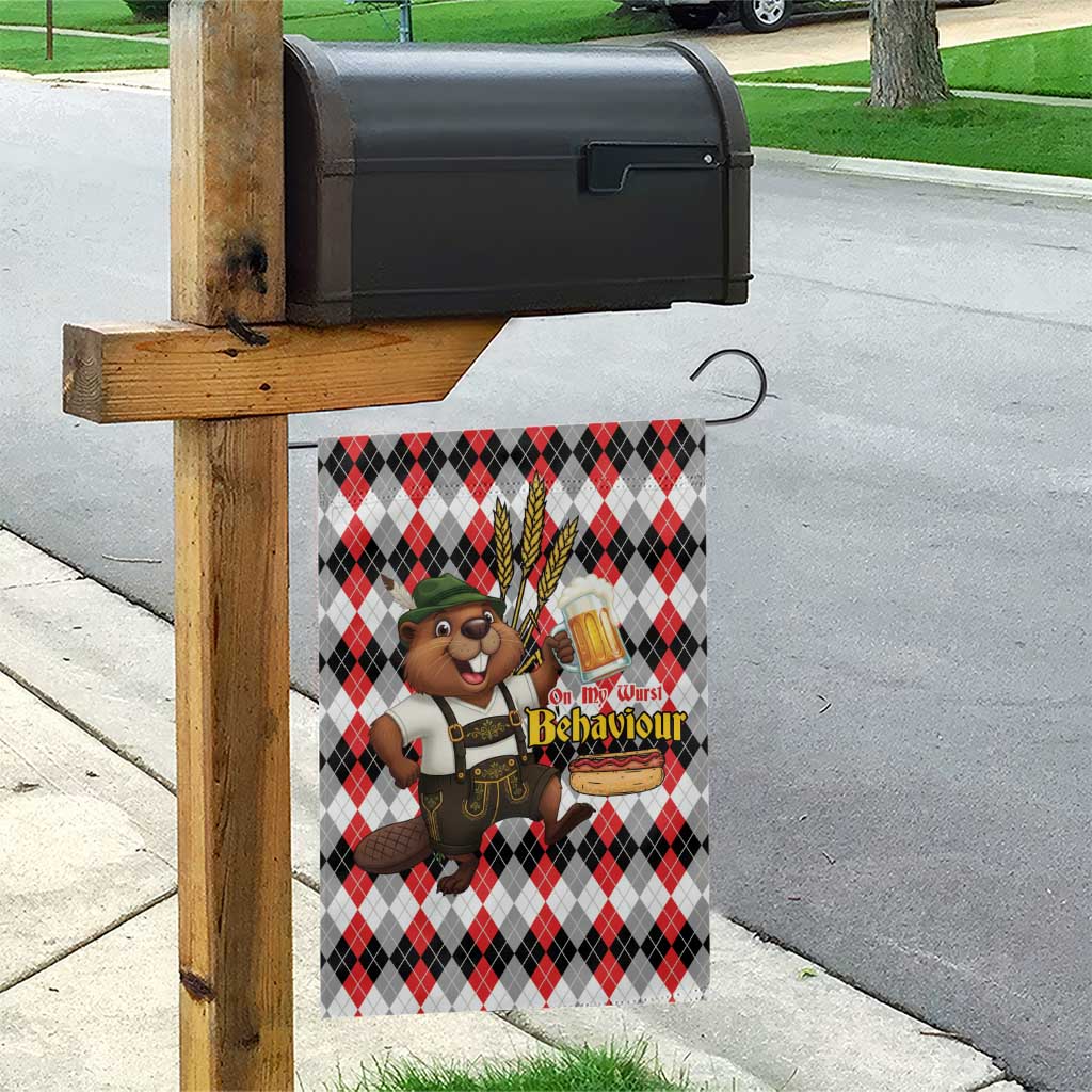 Oktoberfest Beaver Garden Flag On My Wurst Behaviour - Wonder Print Shop