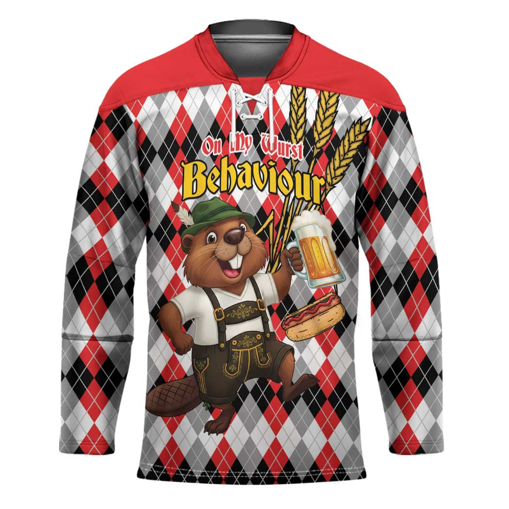 Oktoberfest Beaver Hockey Jersey On My Wurst Behaviour - Wonder Print Shop