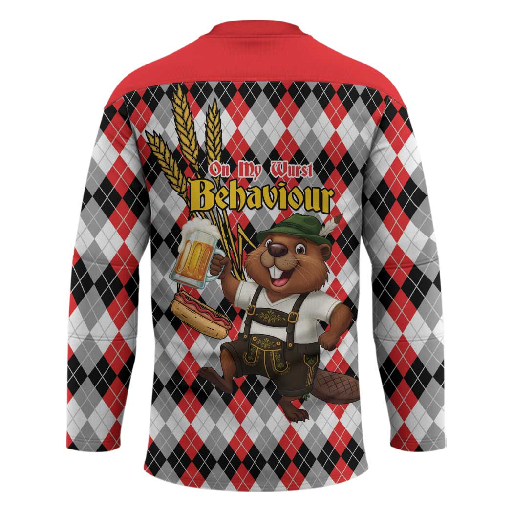 Oktoberfest Beaver Hockey Jersey On My Wurst Behaviour - Wonder Print Shop
