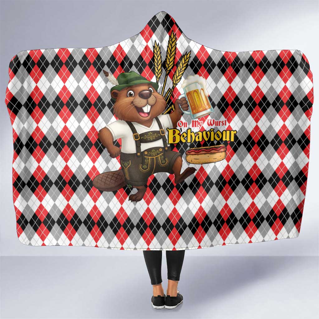 Oktoberfest Beaver Hooded Blanket On My Wurst Behaviour - Wonder Print Shop