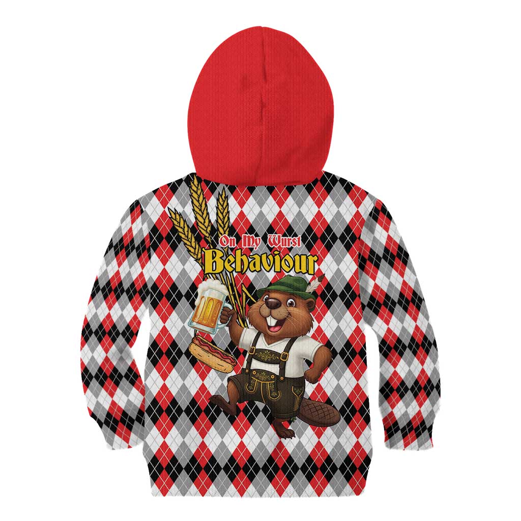 Oktoberfest Beaver Kid Hoodie On My Wurst Behaviour - Wonder Print Shop