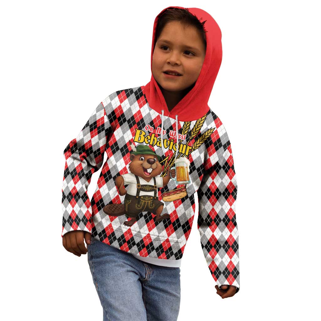 Oktoberfest Beaver Kid Hoodie On My Wurst Behaviour - Wonder Print Shop