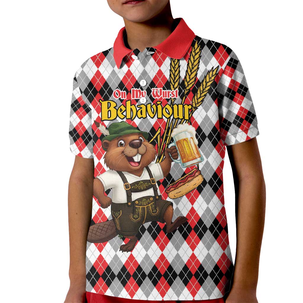 Oktoberfest Beaver Kid Polo Shirt On My Wurst Behaviour - Wonder Print Shop