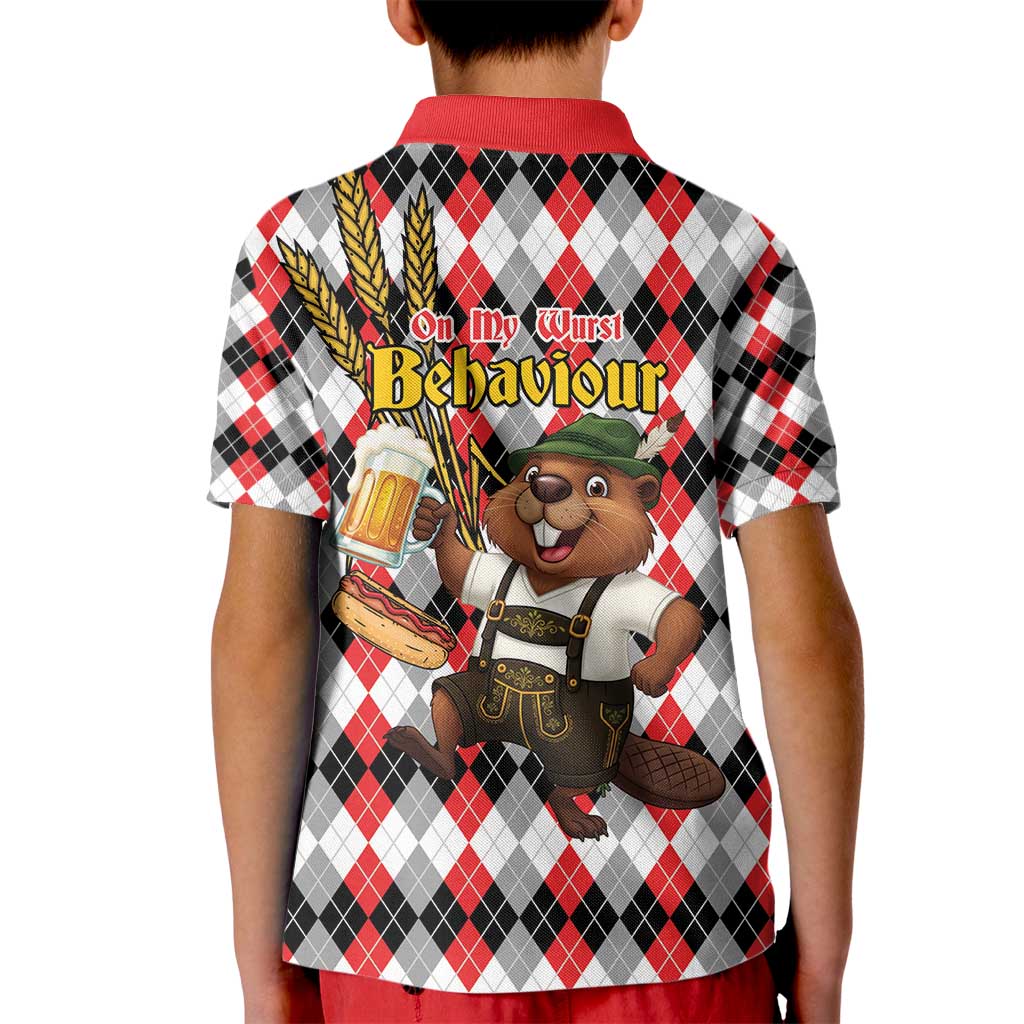Oktoberfest Beaver Kid Polo Shirt On My Wurst Behaviour - Wonder Print Shop