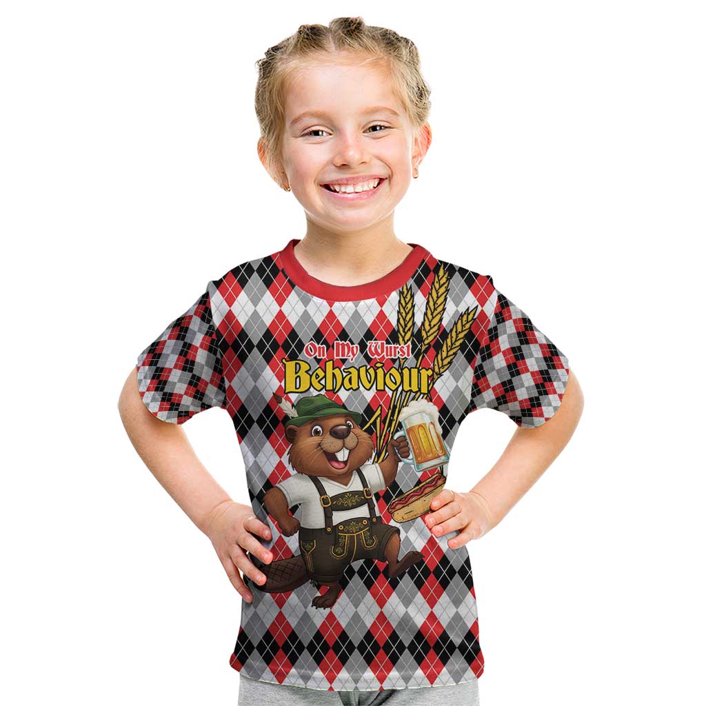 Oktoberfest Beaver Kid T Shirt On My Wurst Behaviour - Wonder Print Shop
