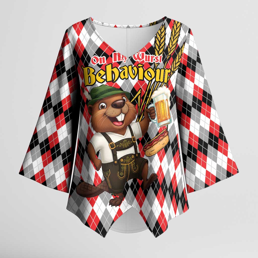 Oktoberfest Beaver Kimono Sleeve Blouse On My Wurst Behaviour - Wonder Print Shop