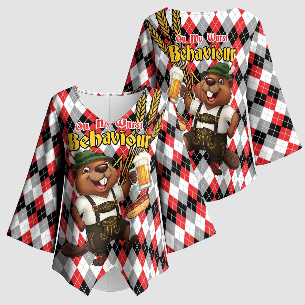 Oktoberfest Beaver Kimono Sleeve Blouse On My Wurst Behaviour - Wonder Print Shop