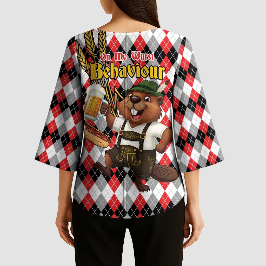 Oktoberfest Beaver Kimono Sleeve Blouse On My Wurst Behaviour - Wonder Print Shop