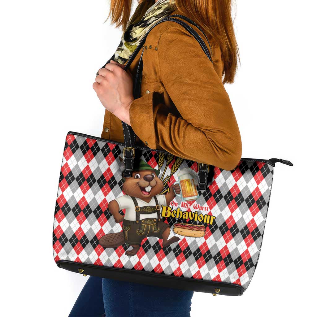 Oktoberfest Beaver Leather Tote Bag On My Wurst Behaviour - Wonder Print Shop