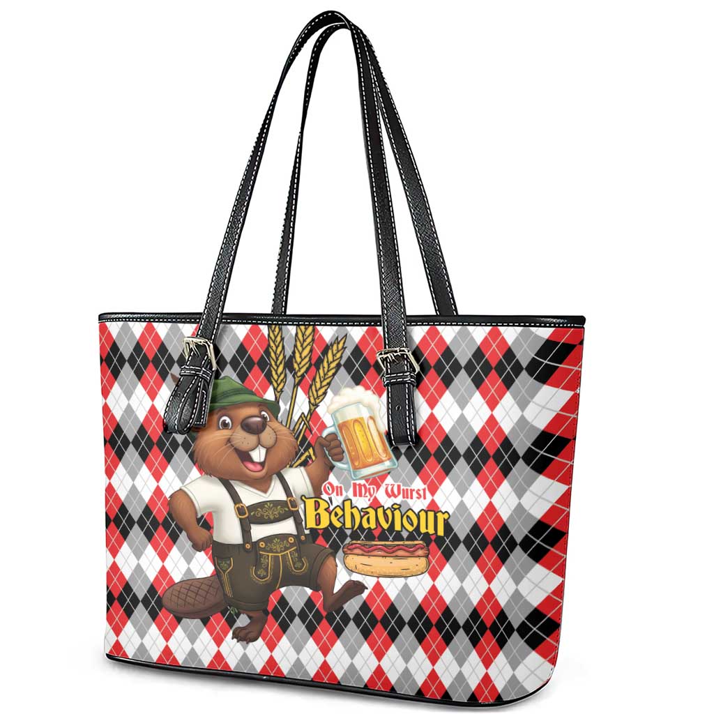 Oktoberfest Beaver Leather Tote Bag On My Wurst Behaviour - Wonder Print Shop