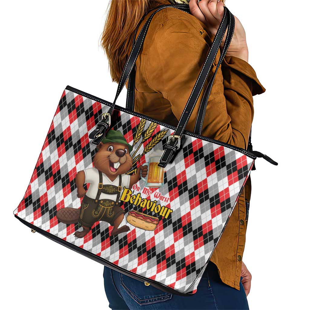 Oktoberfest Beaver Leather Tote Bag On My Wurst Behaviour - Wonder Print Shop