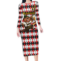 Oktoberfest Beaver Long Sleeve Bodycon Dress On My Wurst Behaviour - Wonder Print Shop