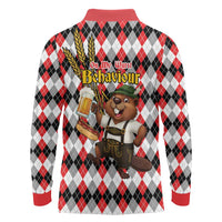 Oktoberfest Beaver Long Sleeve Polo Shirt On My Wurst Behaviour - Wonder Print Shop