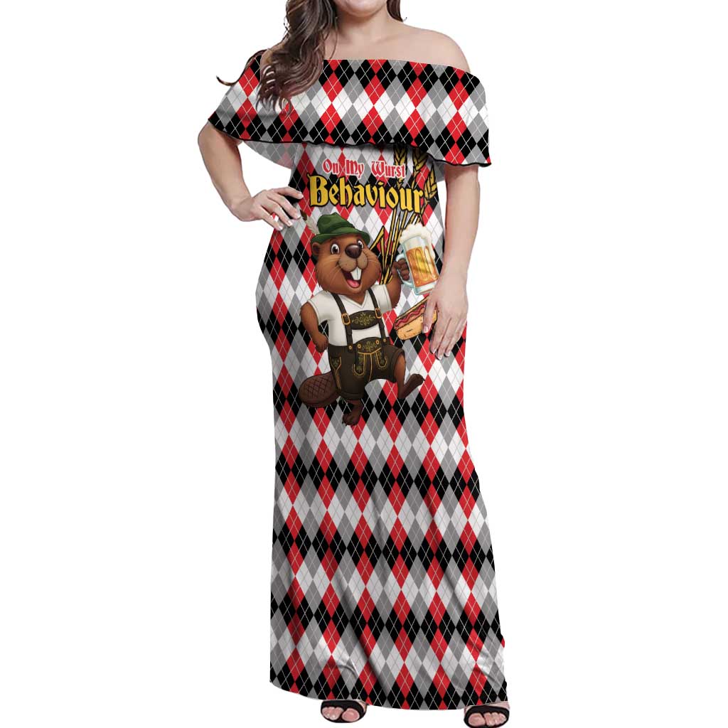 Oktoberfest Beaver Off Shoulder Maxi Dress On My Wurst Behaviour - Wonder Print Shop