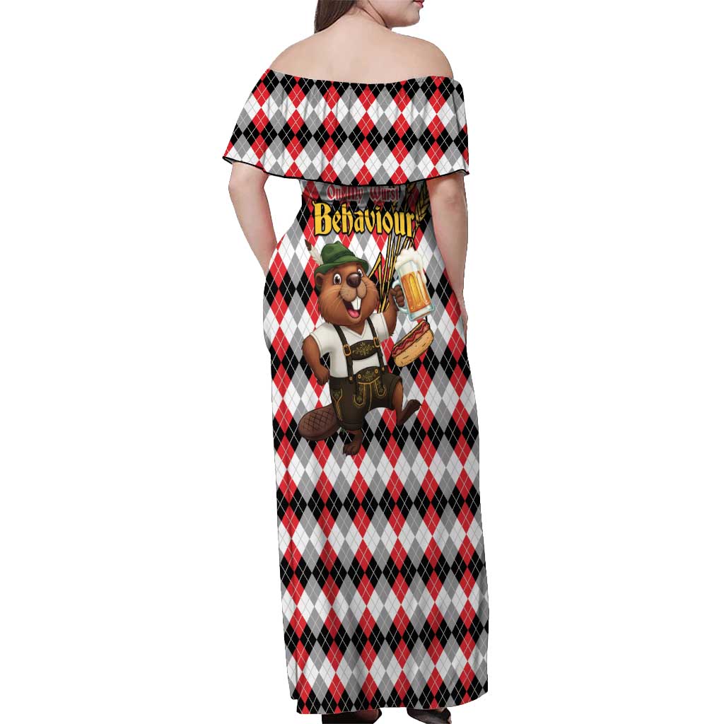 Oktoberfest Beaver Off Shoulder Maxi Dress On My Wurst Behaviour - Wonder Print Shop