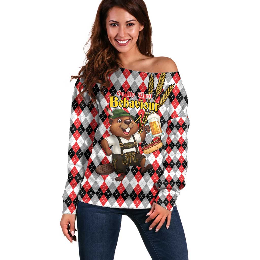 Oktoberfest Beaver Off Shoulder Sweater On My Wurst Behaviour - Wonder Print Shop