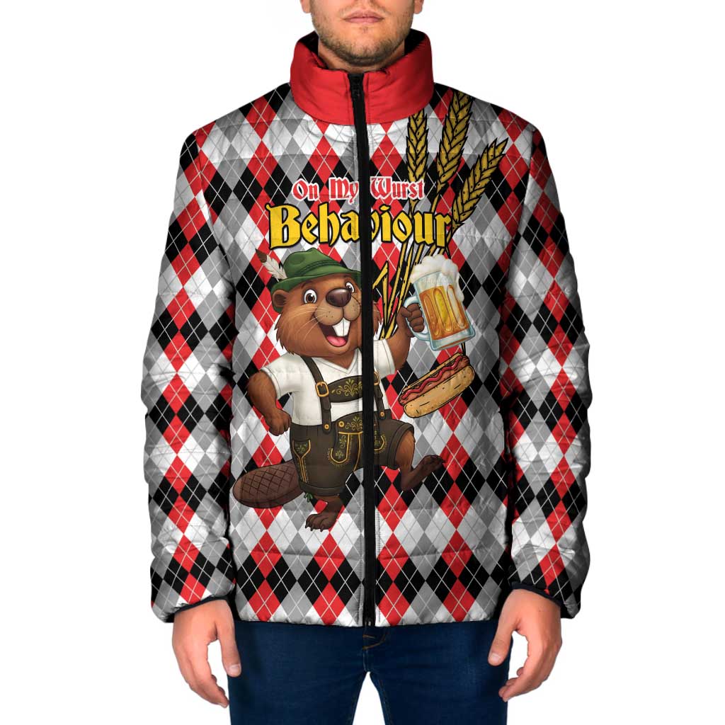 Oktoberfest Beaver Padded Jacket On My Wurst Behaviour - Wonder Print Shop