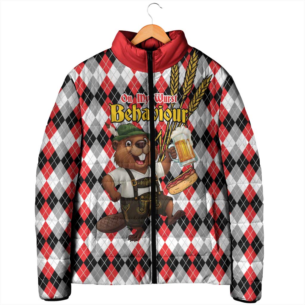 Oktoberfest Beaver Padded Jacket On My Wurst Behaviour - Wonder Print Shop