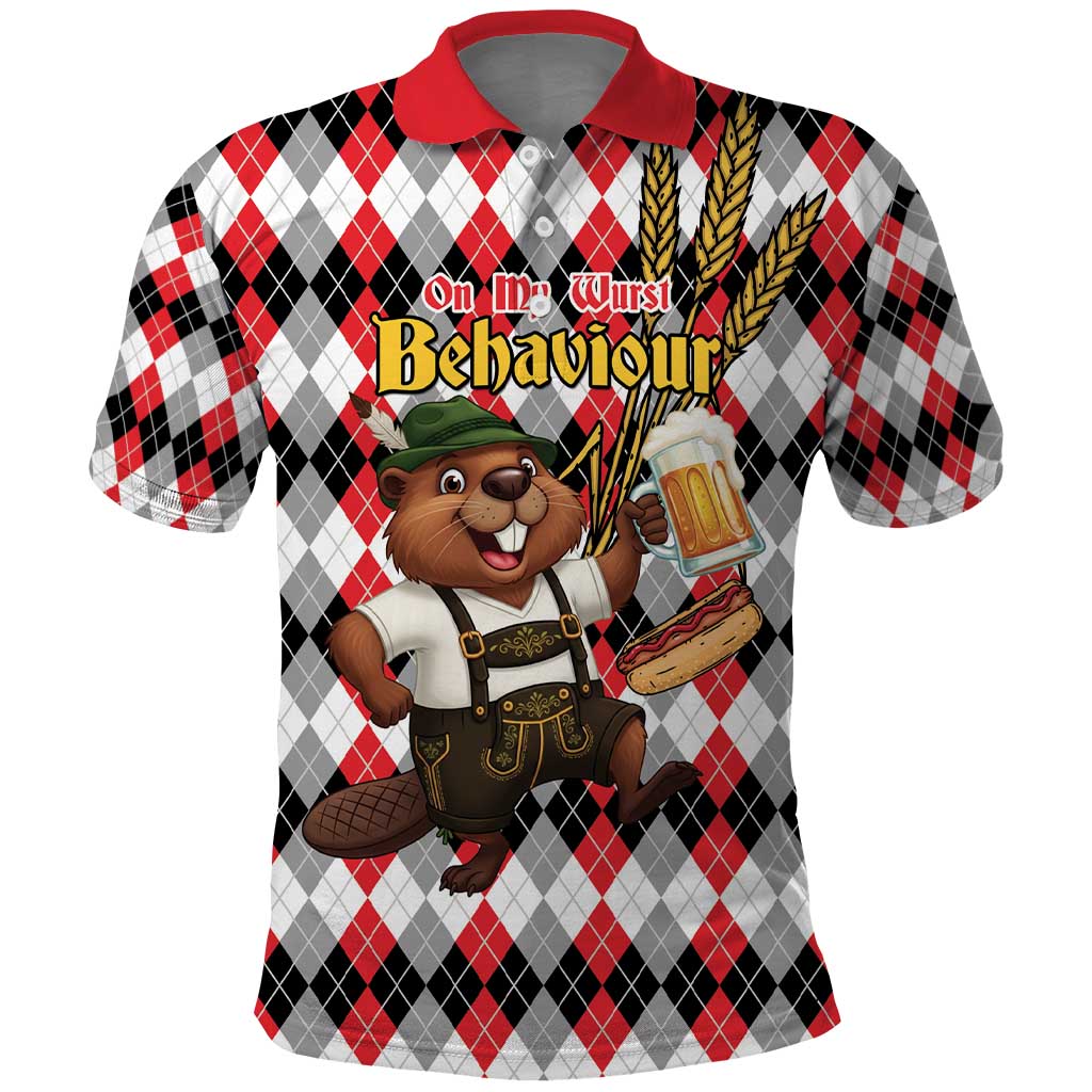 Oktoberfest Beaver Polo Shirt On My Wurst Behaviour - Wonder Print Shop