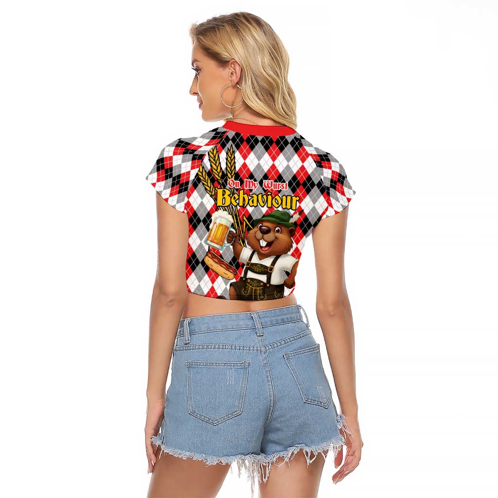 Oktoberfest Beaver Raglan Cropped T Shirt On My Wurst Behaviour - Wonder Print Shop