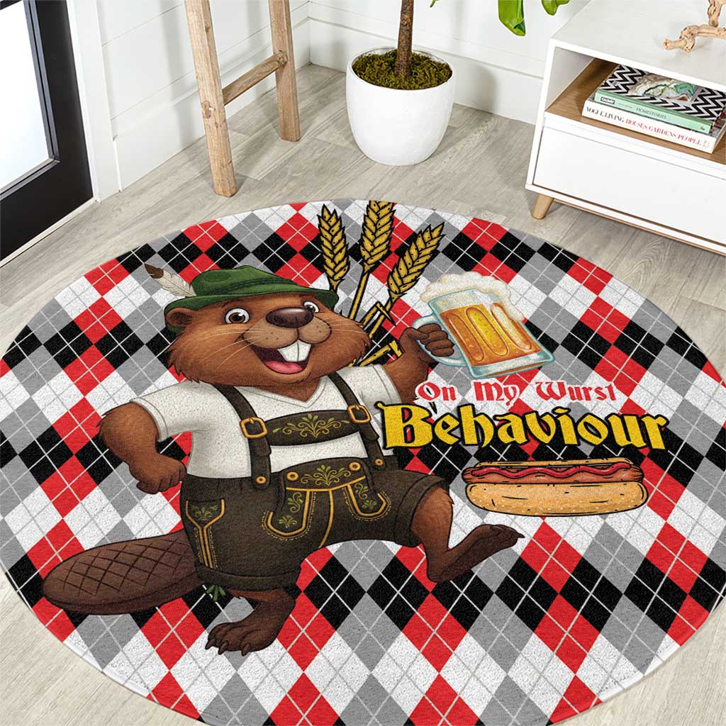 Oktoberfest Beaver Round Carpet On My Wurst Behaviour - Wonder Print Shop