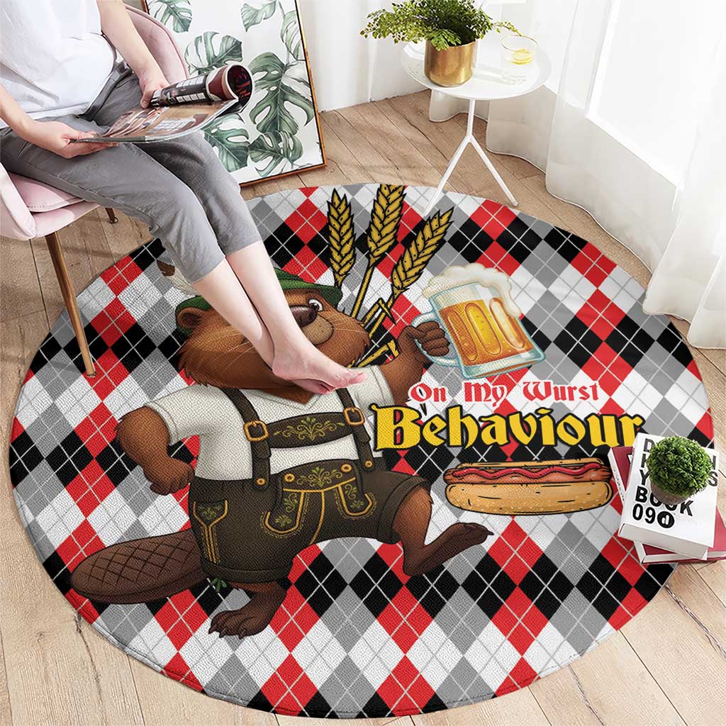 Oktoberfest Beaver Round Carpet On My Wurst Behaviour - Wonder Print Shop