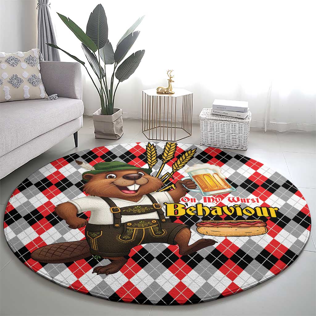 Oktoberfest Beaver Round Carpet On My Wurst Behaviour - Wonder Print Shop