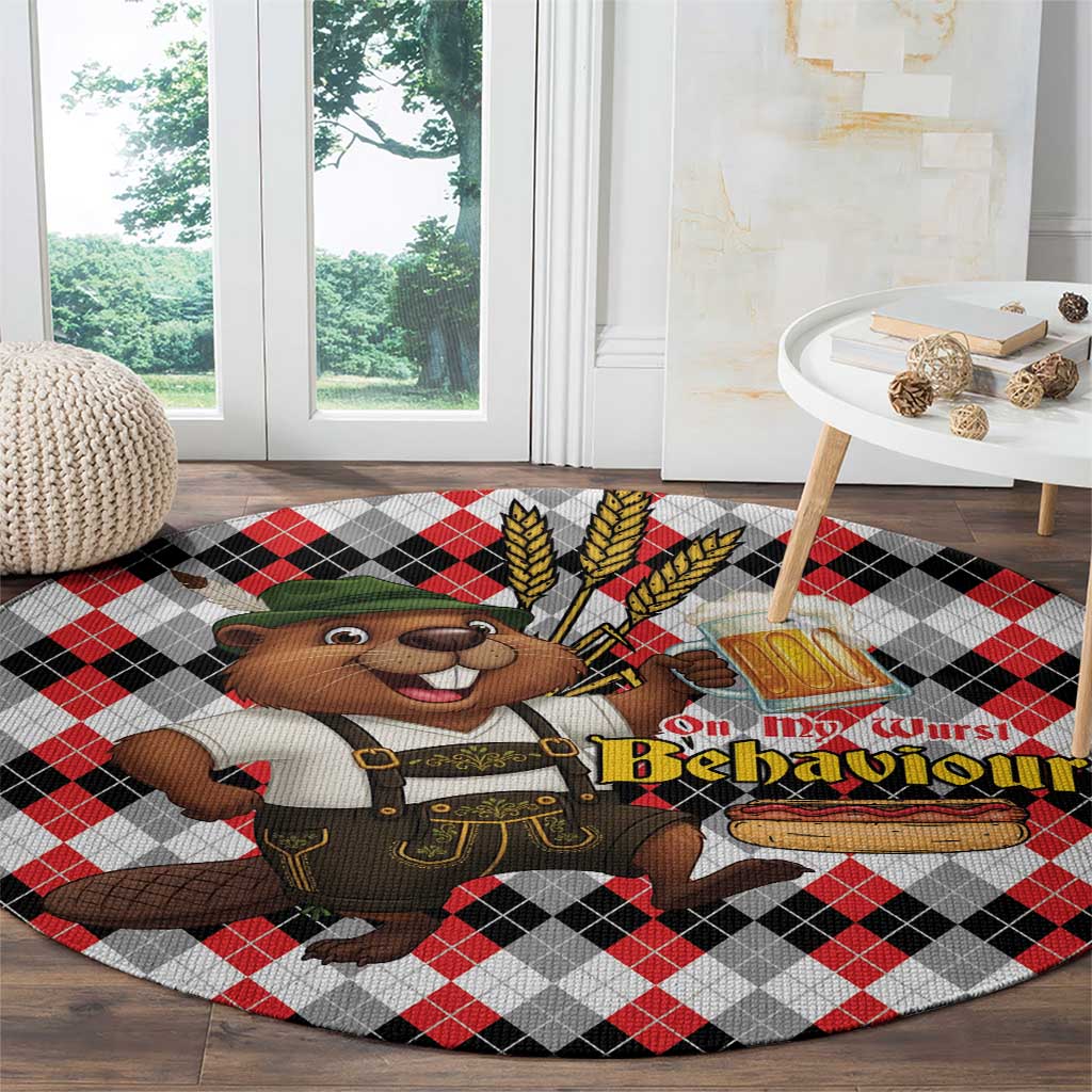 Oktoberfest Beaver Round Carpet On My Wurst Behaviour - Wonder Print Shop