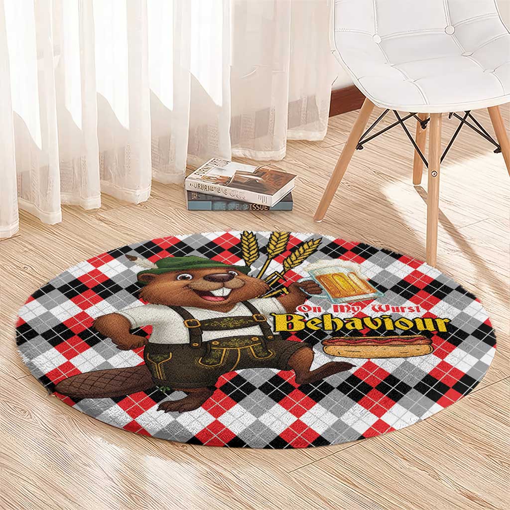 Oktoberfest Beaver Round Carpet On My Wurst Behaviour - Wonder Print Shop