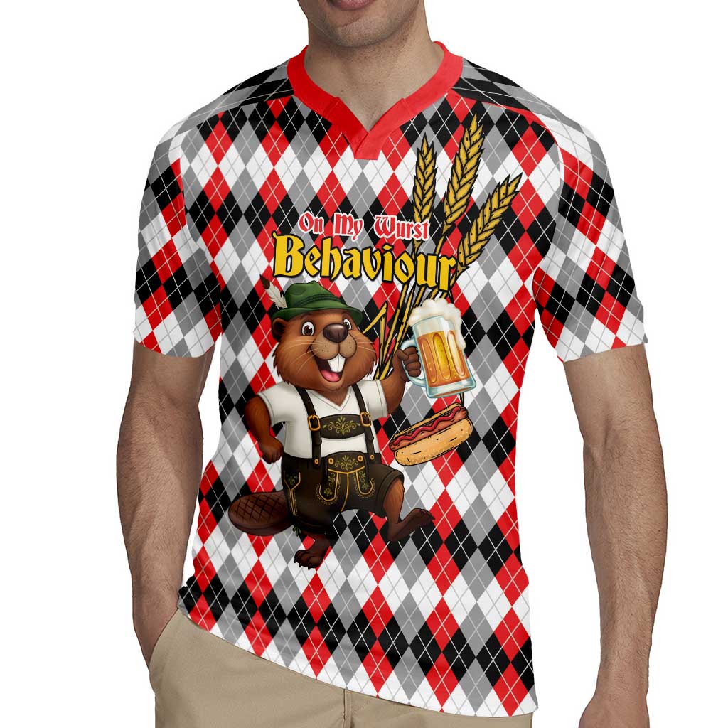 Oktoberfest Beaver Rugby Jersey On My Wurst Behaviour - Wonder Print Shop